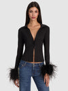 FREYA FEATHER BUTTON DOWN TOP-ALICE + OLIVIA