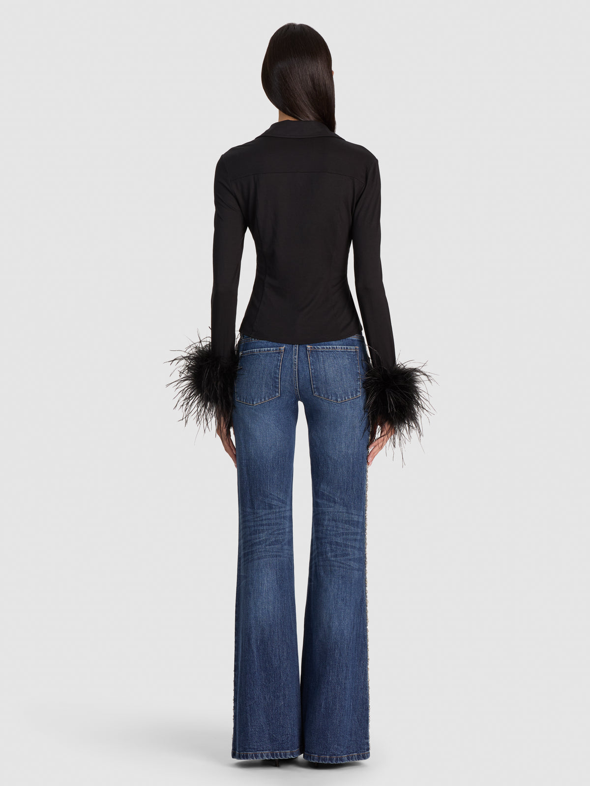FREYA FEATHER BUTTON DOWN TOP-ALICE + OLIVIA