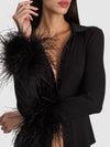 FREYA FEATHER BUTTON DOWN TOP-ALICE + OLIVIA