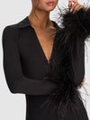 FREYA FEATHER BUTTON DOWN DRESS-ALICE + OLIVIA