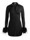 FREYA FEATHER BUTTON DOWN DRESS-ALICE + OLIVIA