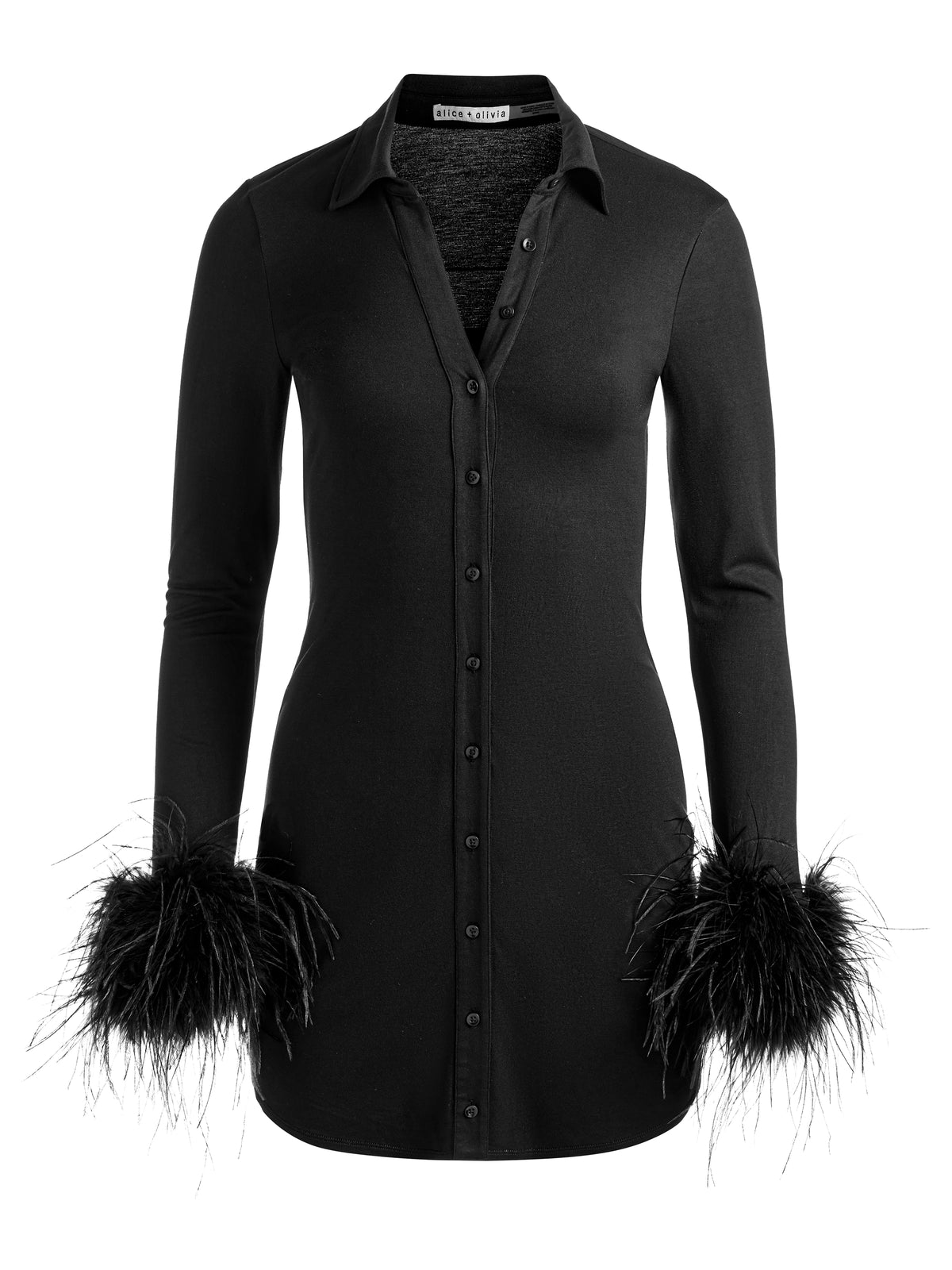 FREYA FEATHER BUTTON DOWN DRESS-ALICE + OLIVIA