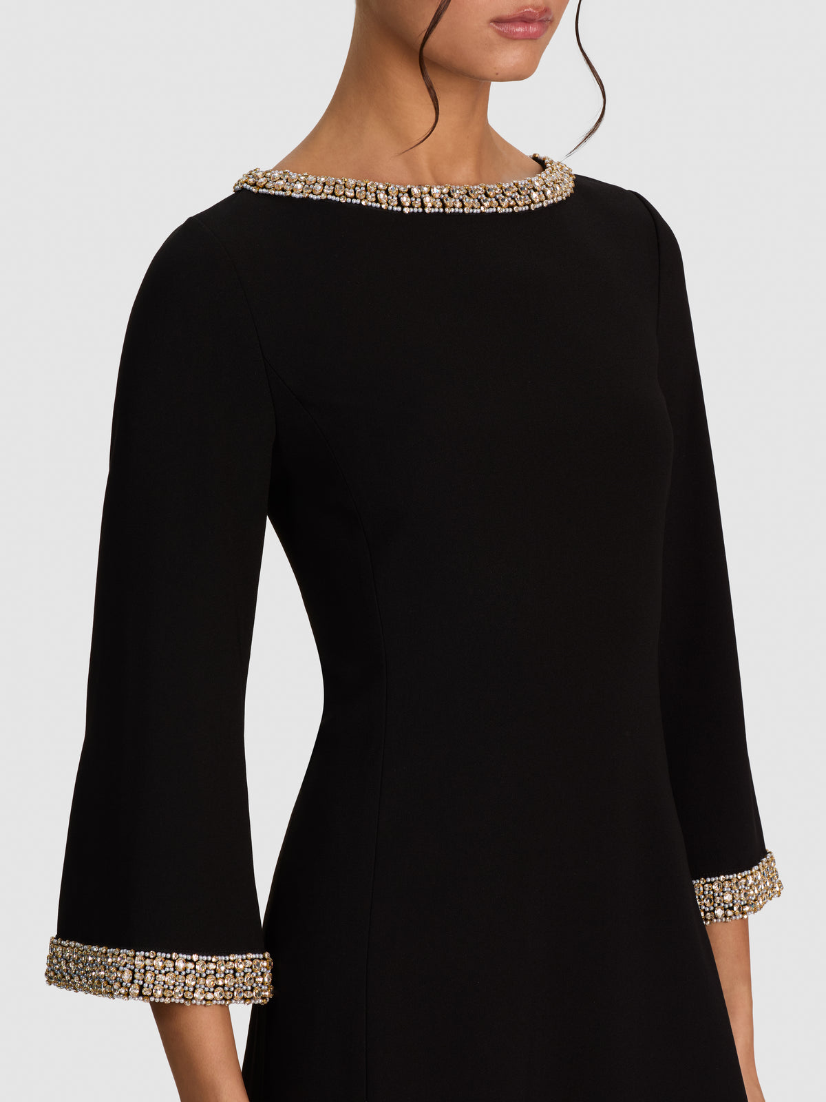 MAILYNN EMBELL TRIM BELL SLV MINI DRESS-ALICE + OLIVIA