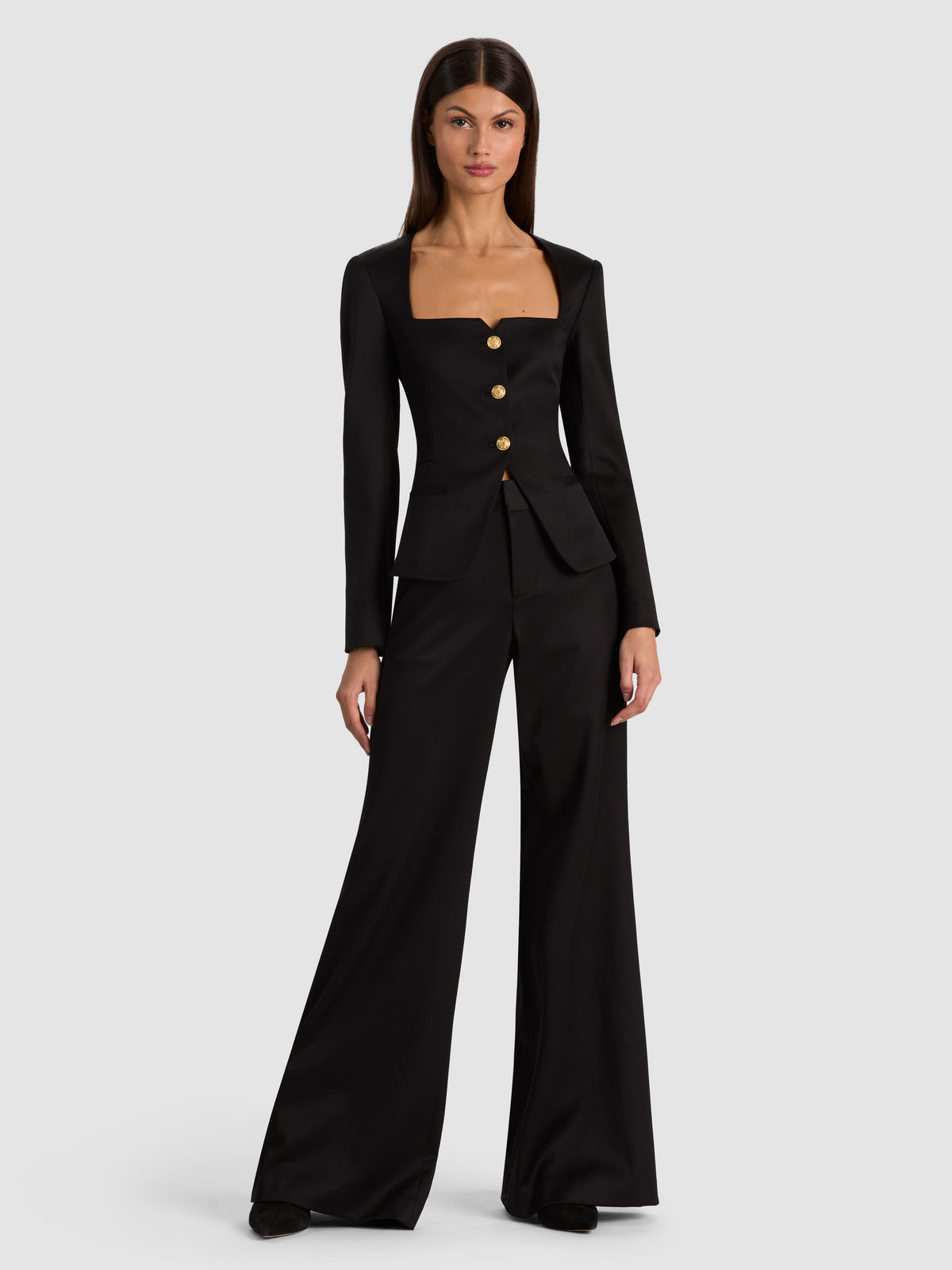 TRISHA OPEN NK FITTED CUTAWAY JACKET - BLACK