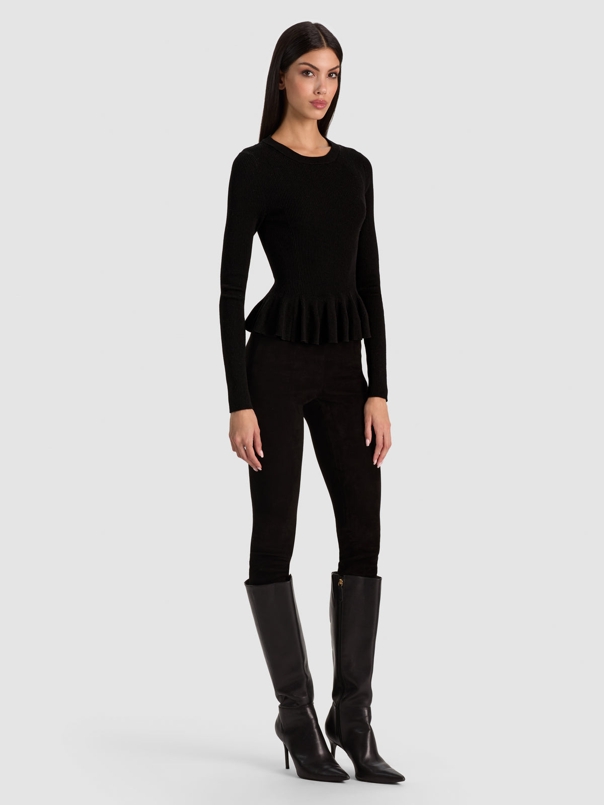 KISHA RIBBED PULLOVER - BLACK