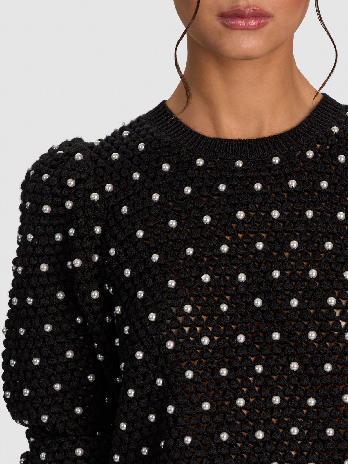 JOAN BOBBLE PEARL PUFF SLV PULLOVER-ALICE + OLIVIA