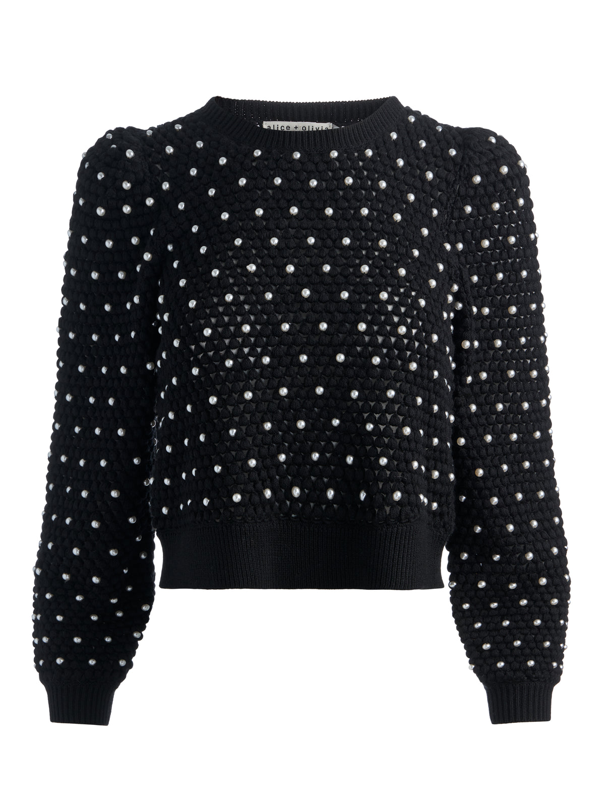 JOAN BOBBLE PEARL PUFF SLV PULLOVER-ALICE + OLIVIA