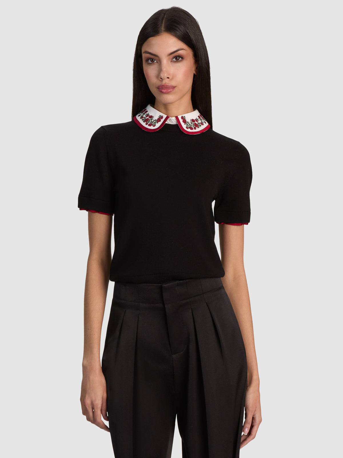 ASTER COLLARED PULLOVER - BLACK