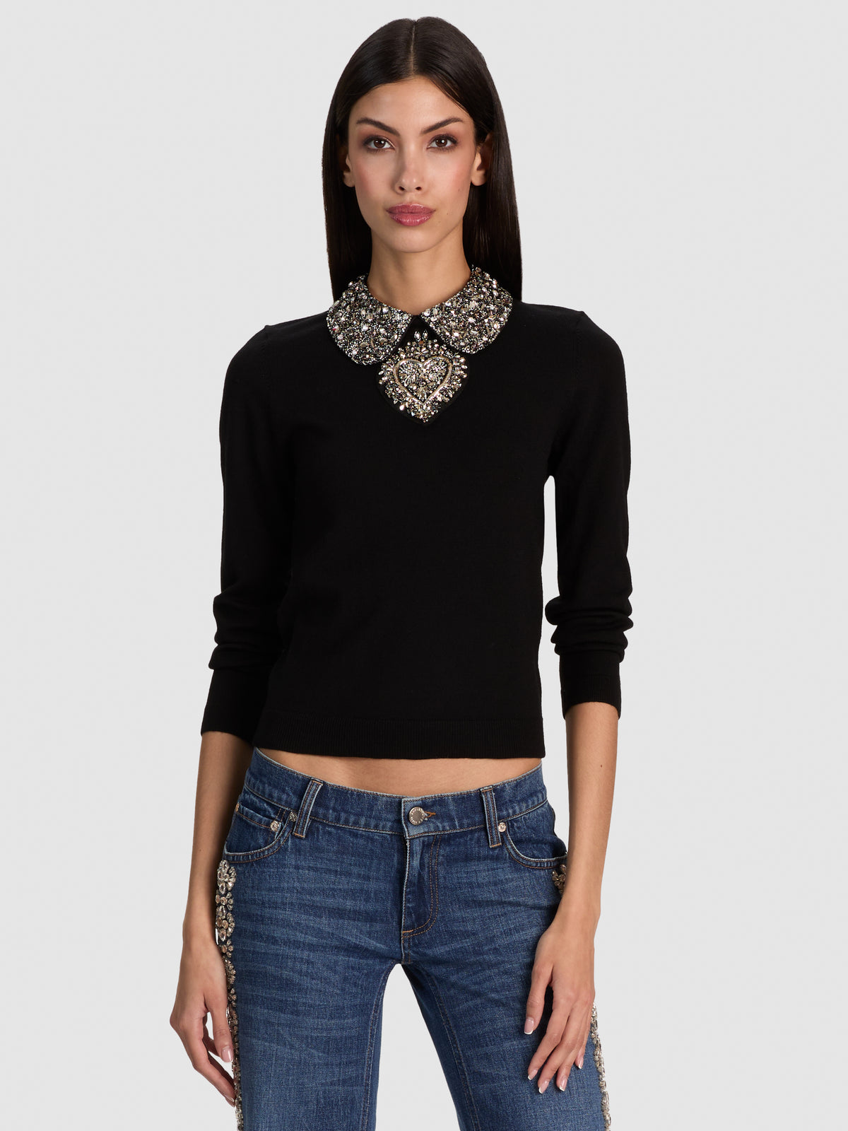 PORLA EMB COLLARED SWEATER-ALICE + OLIVIA
