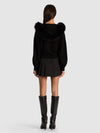 NADYA FAUX FUR TRIM HOODED CARDI-ALICE + OLIVIA