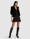 NADYA FAUX FUR TRIM HOODED CARDI-ALICE + OLIVIA