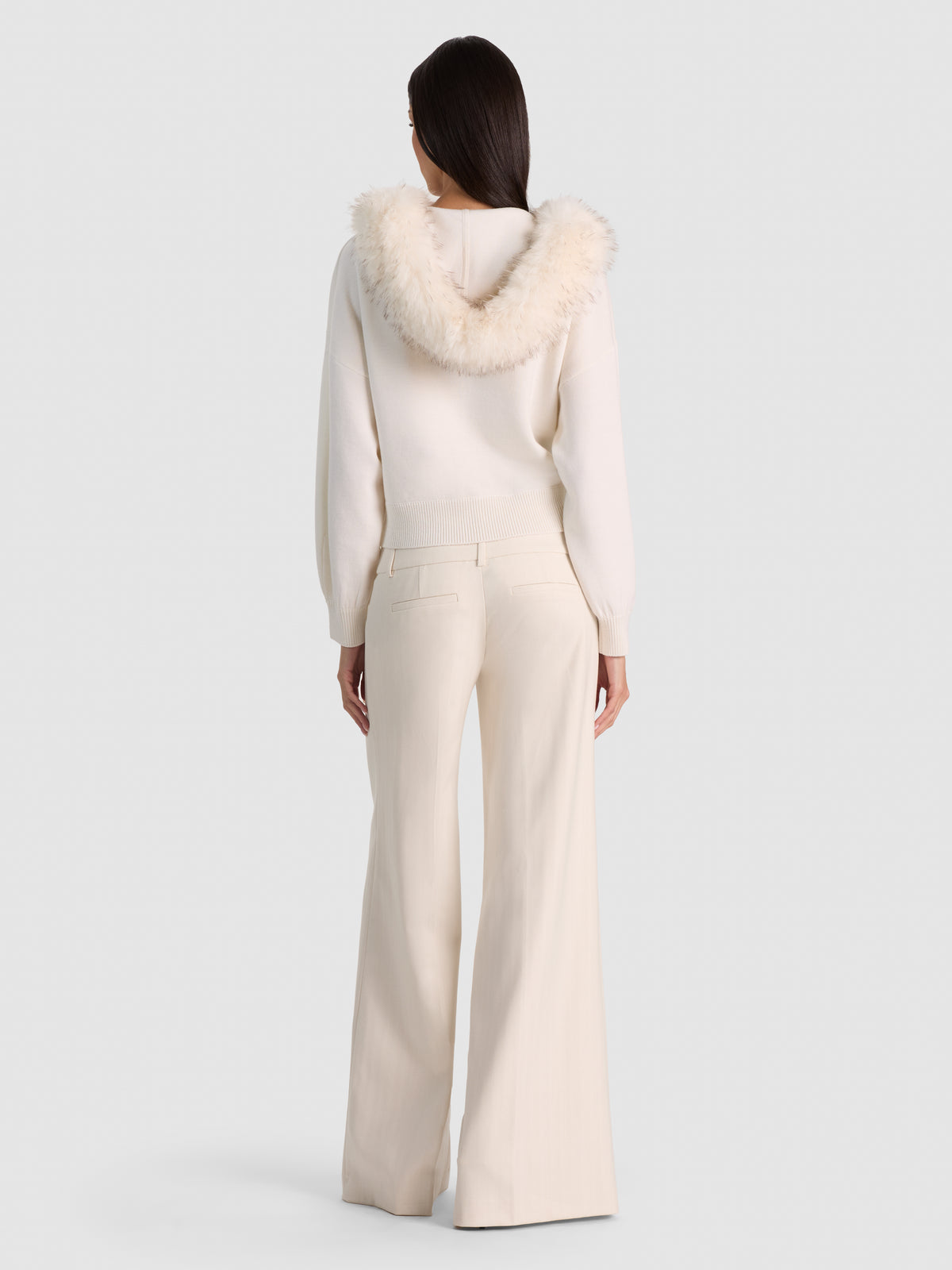 NADYA FAUX FUR TRIM CARDIGAN-ALICE + OLIVIA