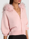 NADYA FAUX FUR TRIM HOODED CARDI-ALICE + OLIVIA