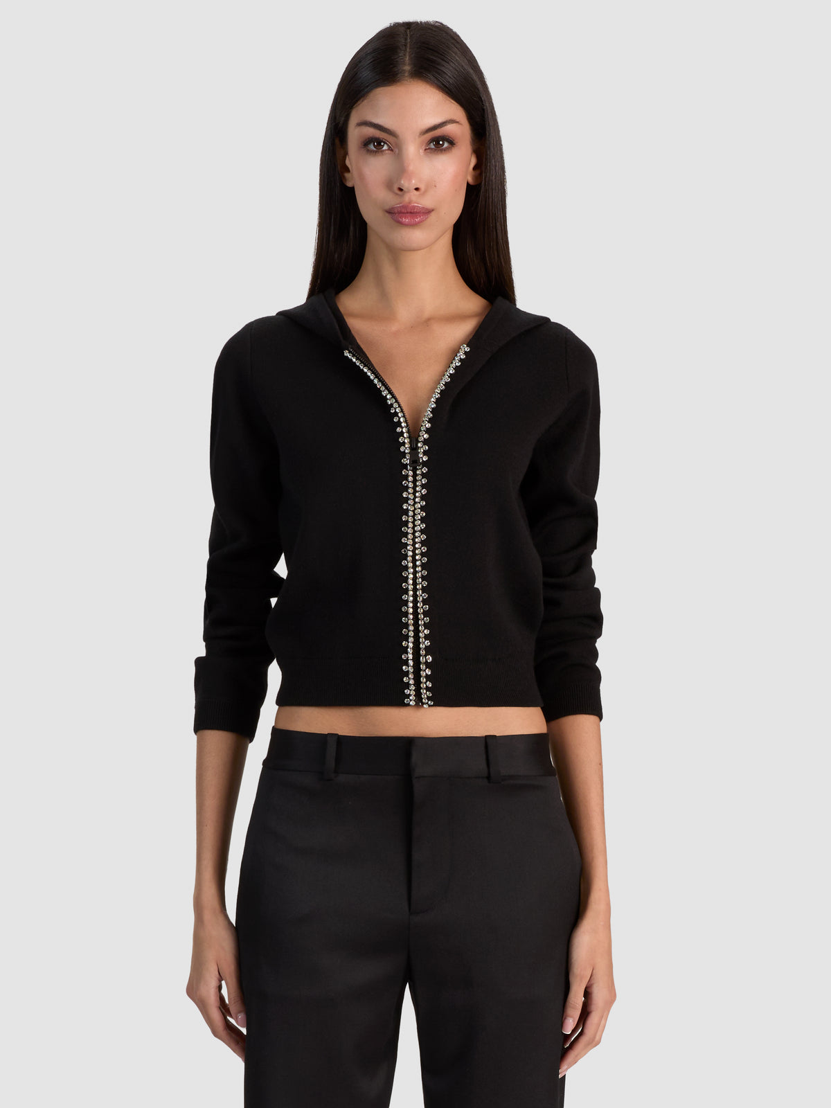 DOLLIE EMBELLISHED HOODIE - BLACK