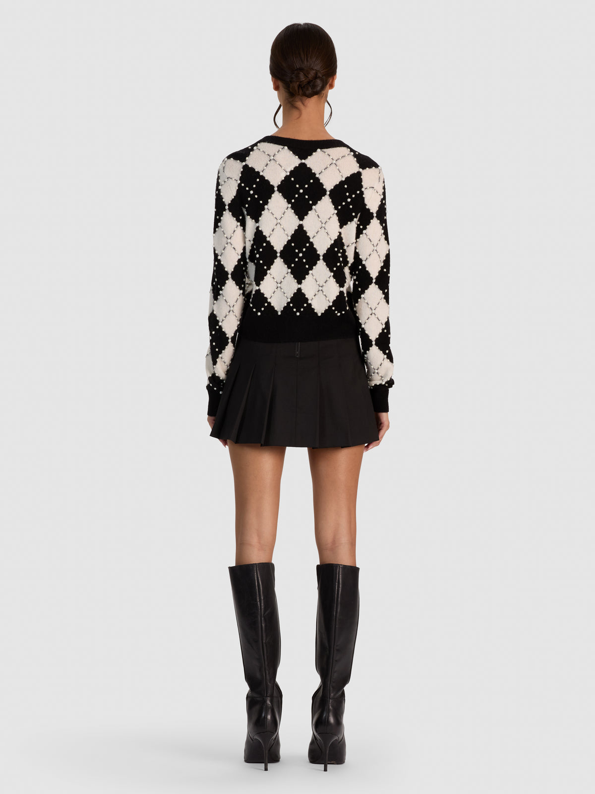 CAROLEE EMBELLISHED ARGYLE CARDIGAN-ALICE + OLIVIA