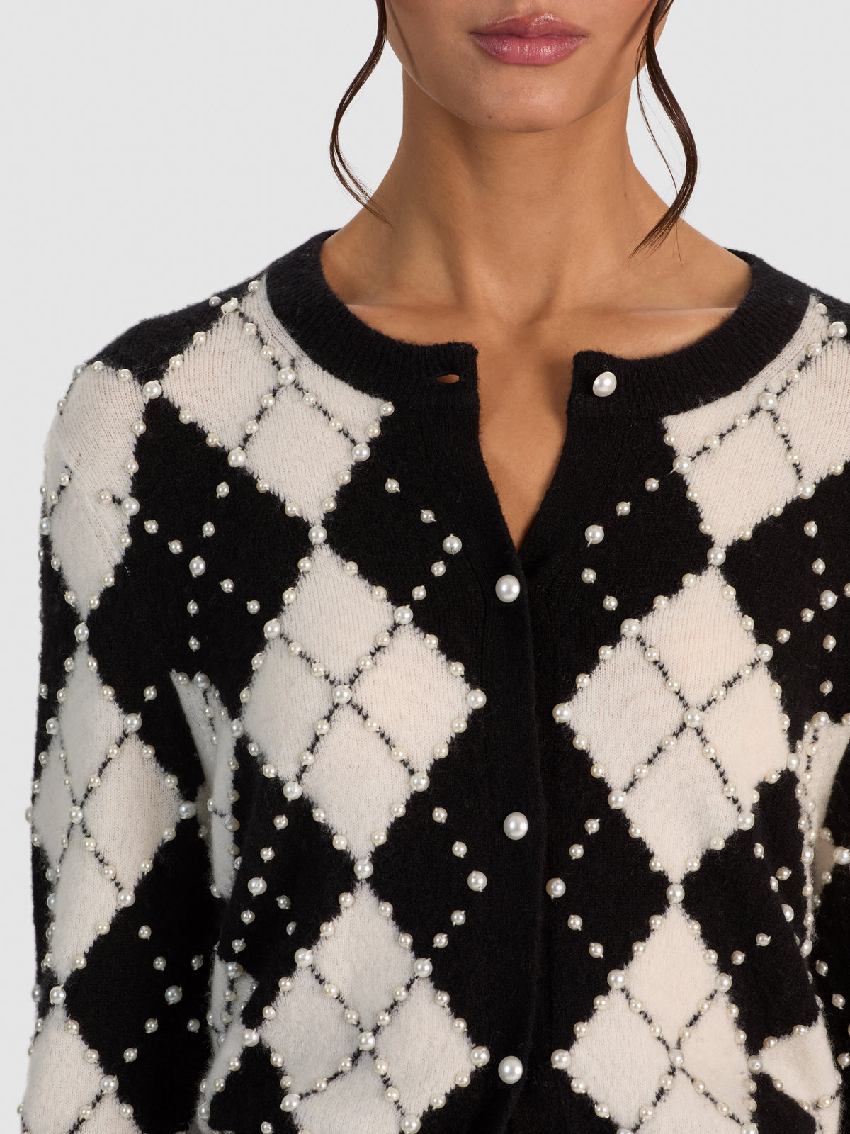 CAROLEE EMBELLISHED ARGYLE CARDIGAN-ALICE + OLIVIA