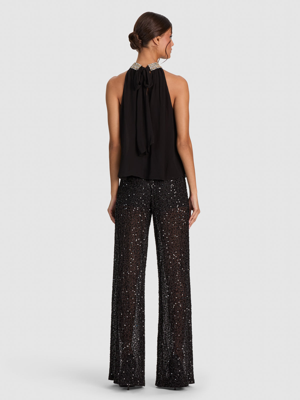 MARIS EMBELL COLLAR HALTER NECK GATHERED TOP-ALICE + OLIVIA