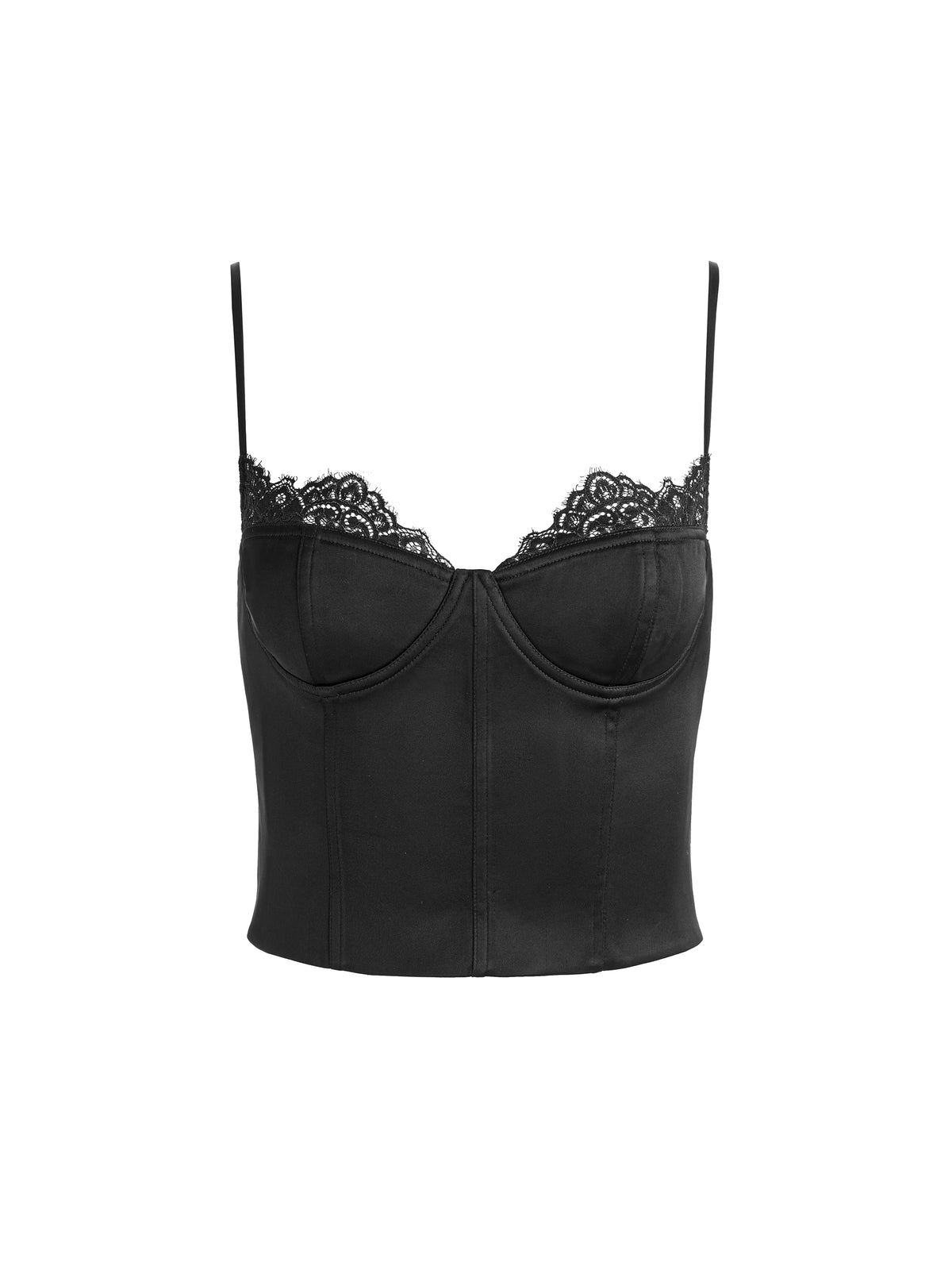 NILA CUTAWAY LACE SEAMED CORSET TOP-ALICE + OLIVIA