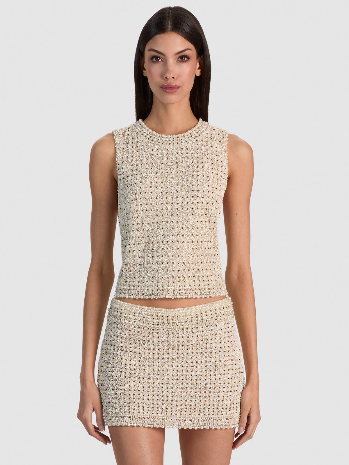 AMAL EMBELLISHED TANK - OFF WHITE/MULTI