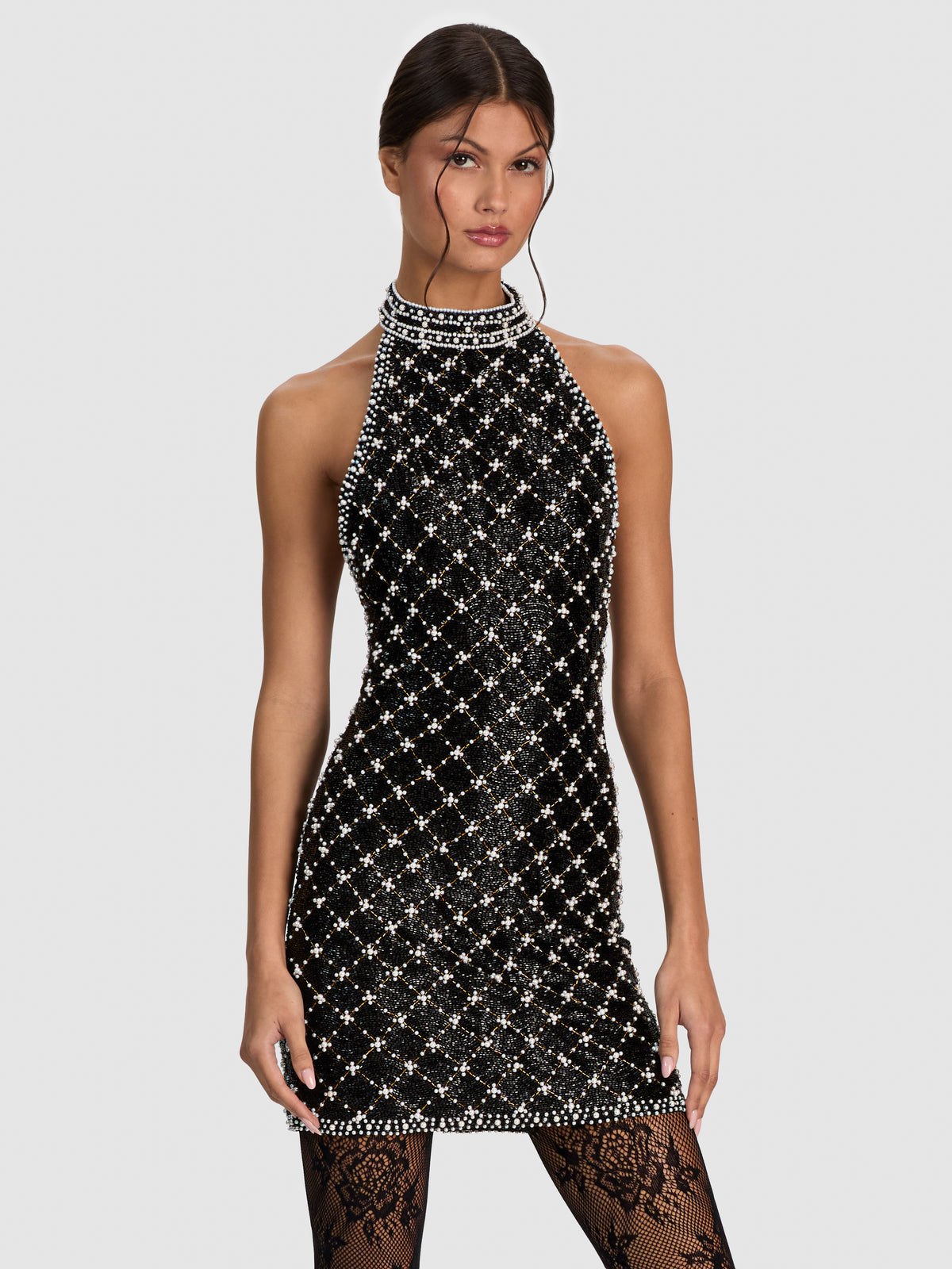 GATZ EMBELL MK NK MINI DRESS-ALICE + OLIVIA