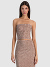COSETTE SEQUIN LONGLINE BUSTIER-ALICE + OLIVIA