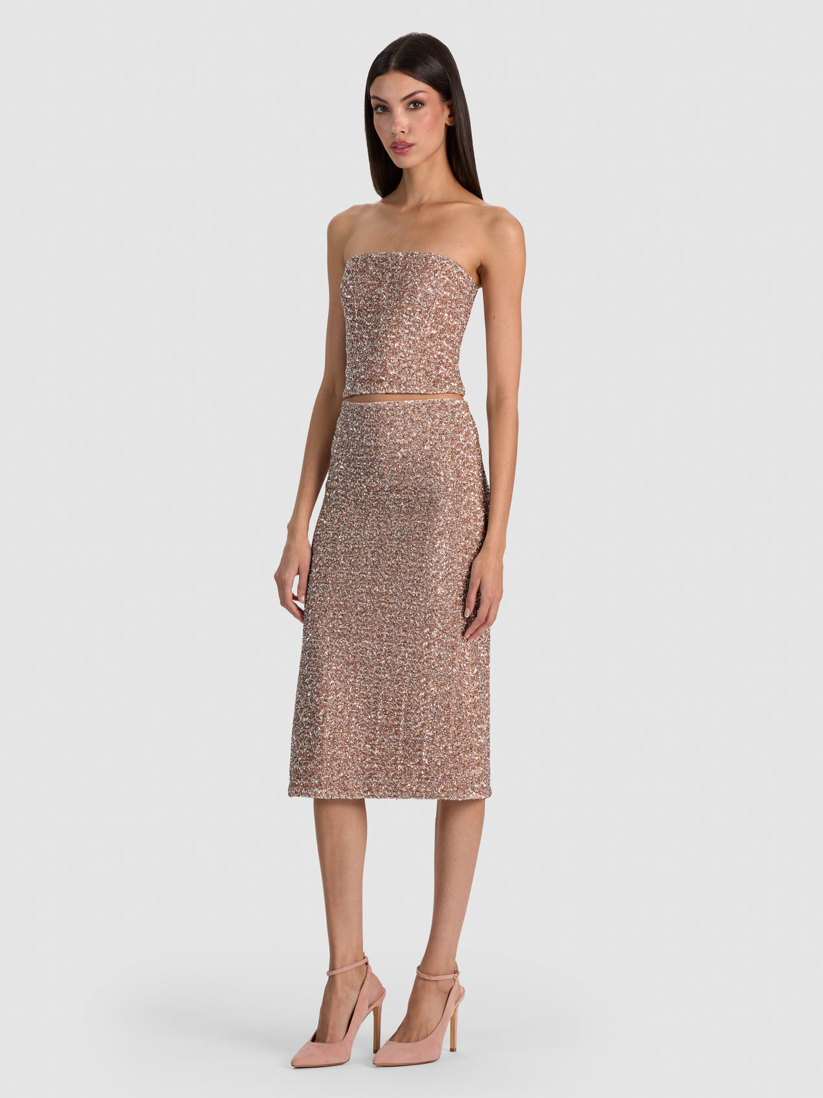 COSETTE SEQUIN LONGLINE BUSTIER-ALICE + OLIVIA