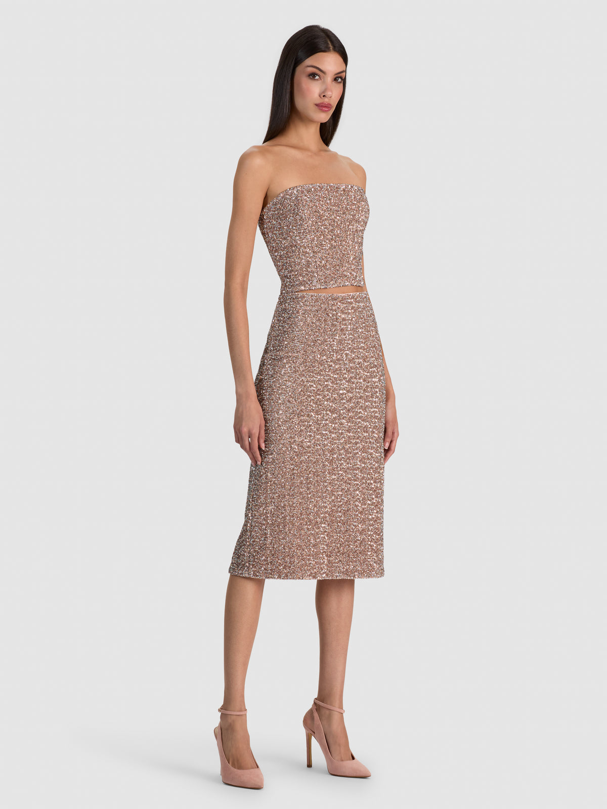 FIFI SEQUIN MIDI SKIRT - BLUSH
