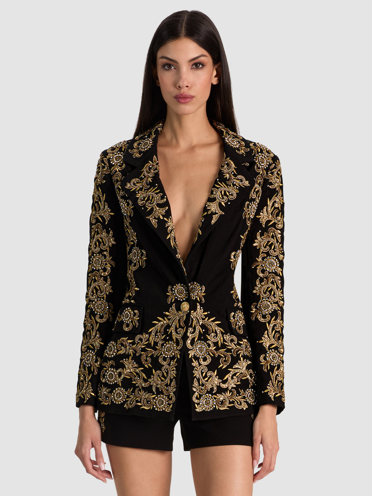 IVAN EMBELLISHED BLAZER - BLACK/GOLD