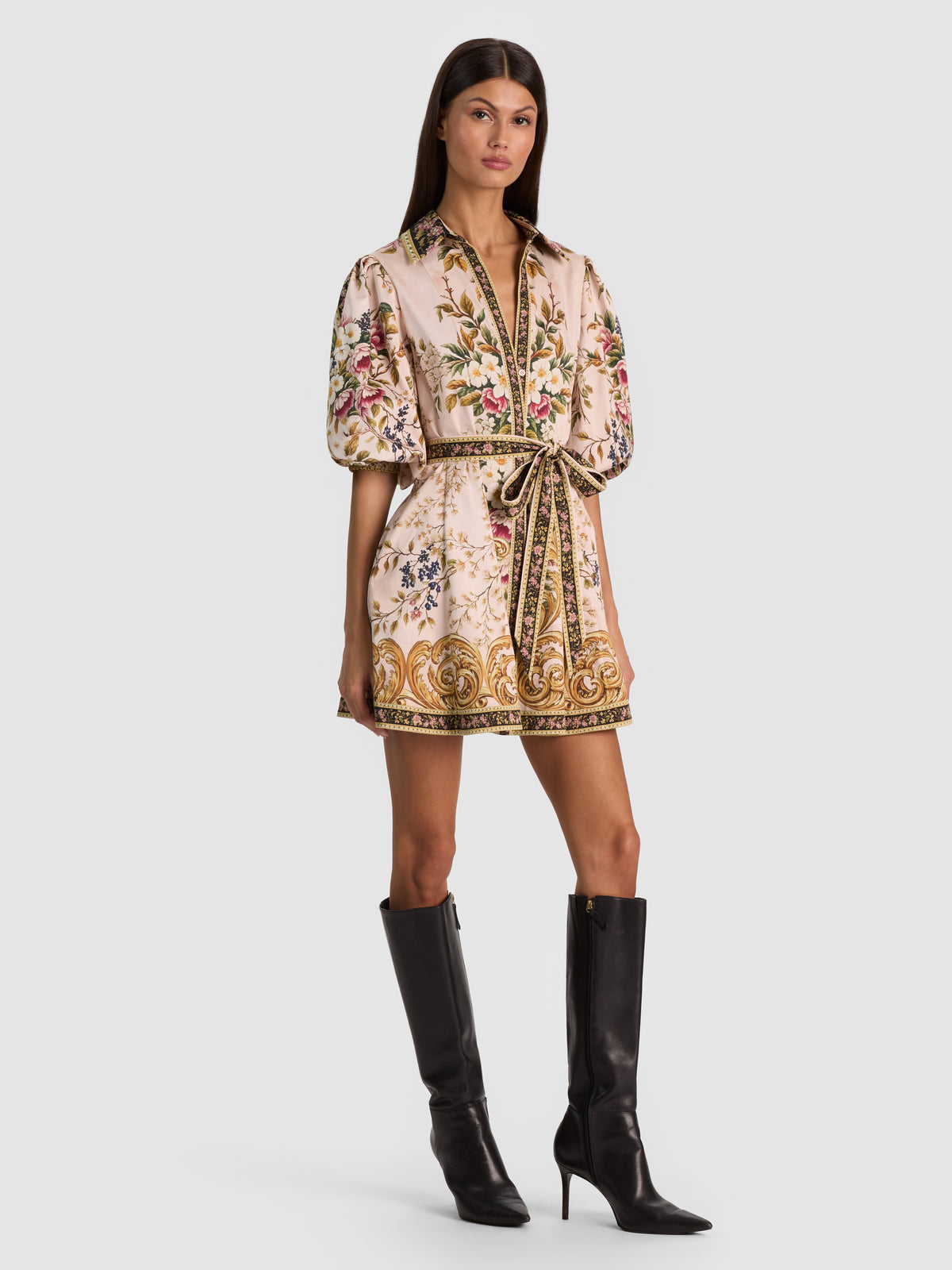 LUCY LS MINI SHIRT DRESS W TIE BELT-ALICE + OLIVIA