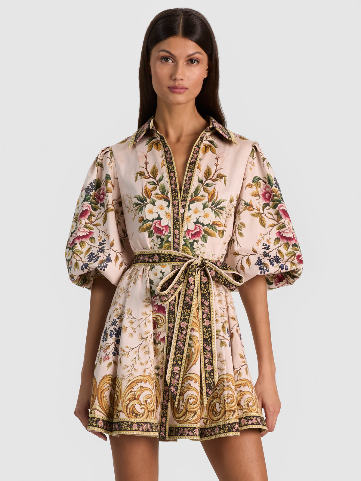LUCY LS MINI SHIRT DRESS W TIE BELT-ALICE + OLIVIA