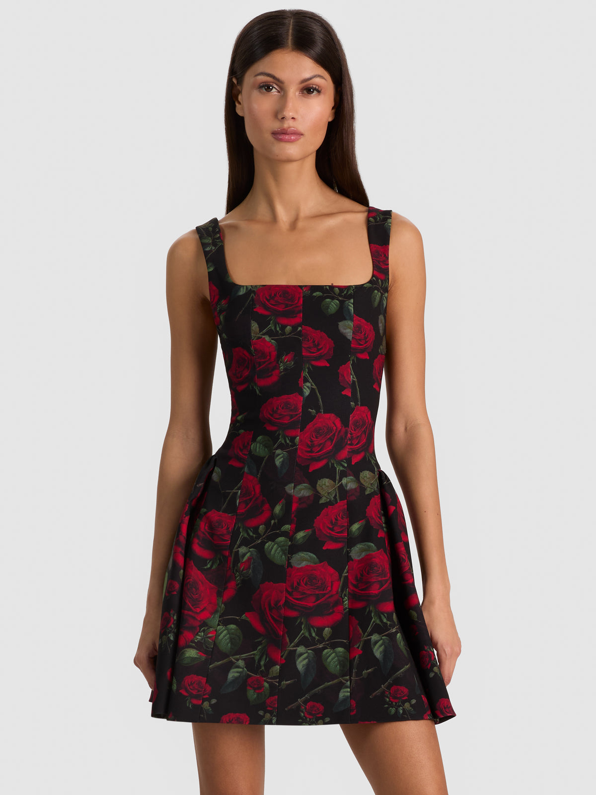 VERA DROP WAIST FLARE MINI DRESS-ALICE + OLIVIA