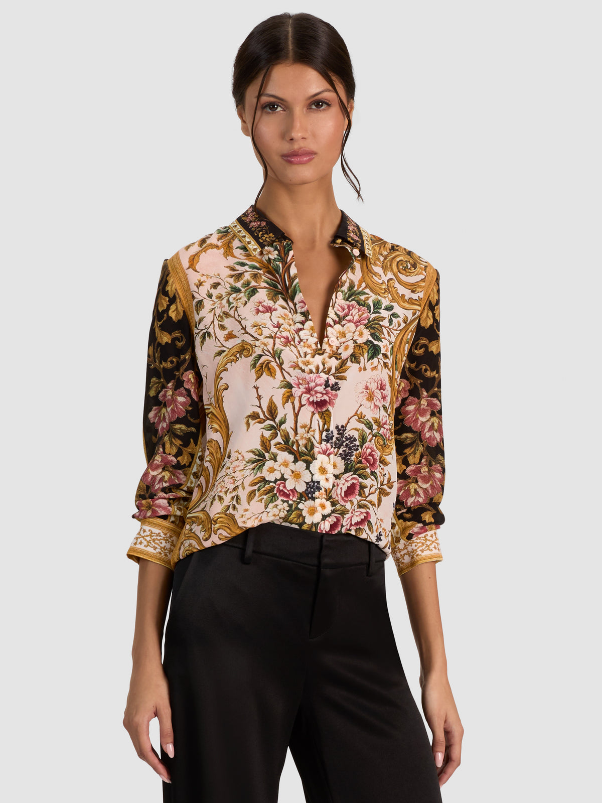 WILLA SILK BLOUSE- TRUE GRANDEUR-TRUE GRANDEUR-ALICE + OLIVIA