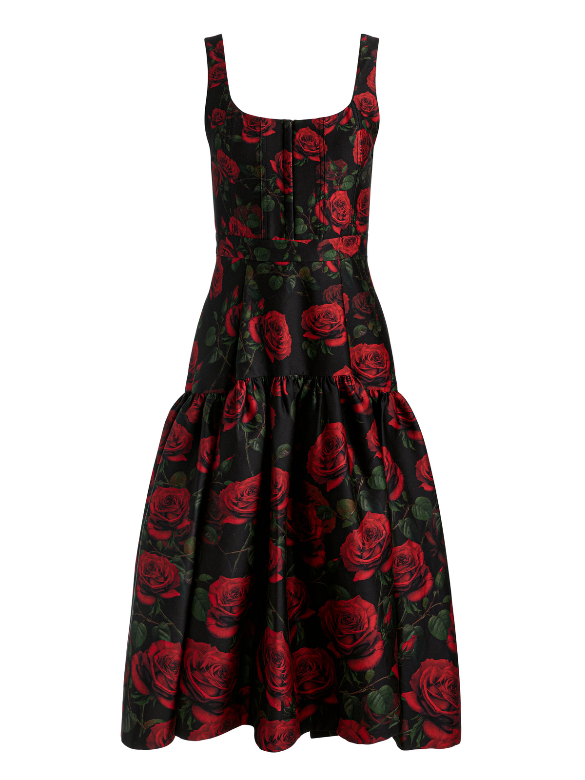 DIANA STRUCTURED MIDI DRESS - ROUGE ROMANCE BLACK