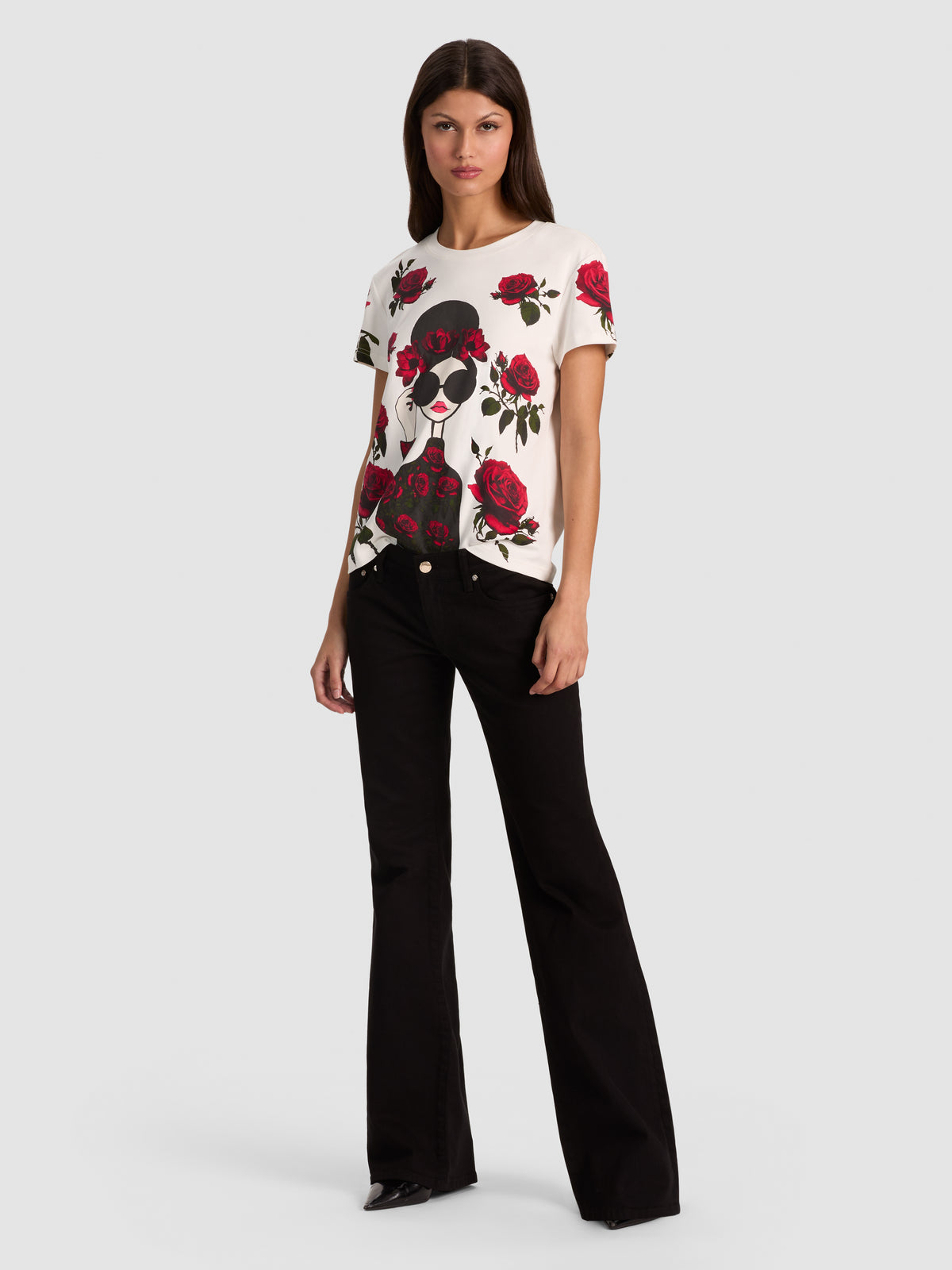 ALVERA STACEFACE TEE-MIDNIGHT ROUGE-ALICE + OLIVIA