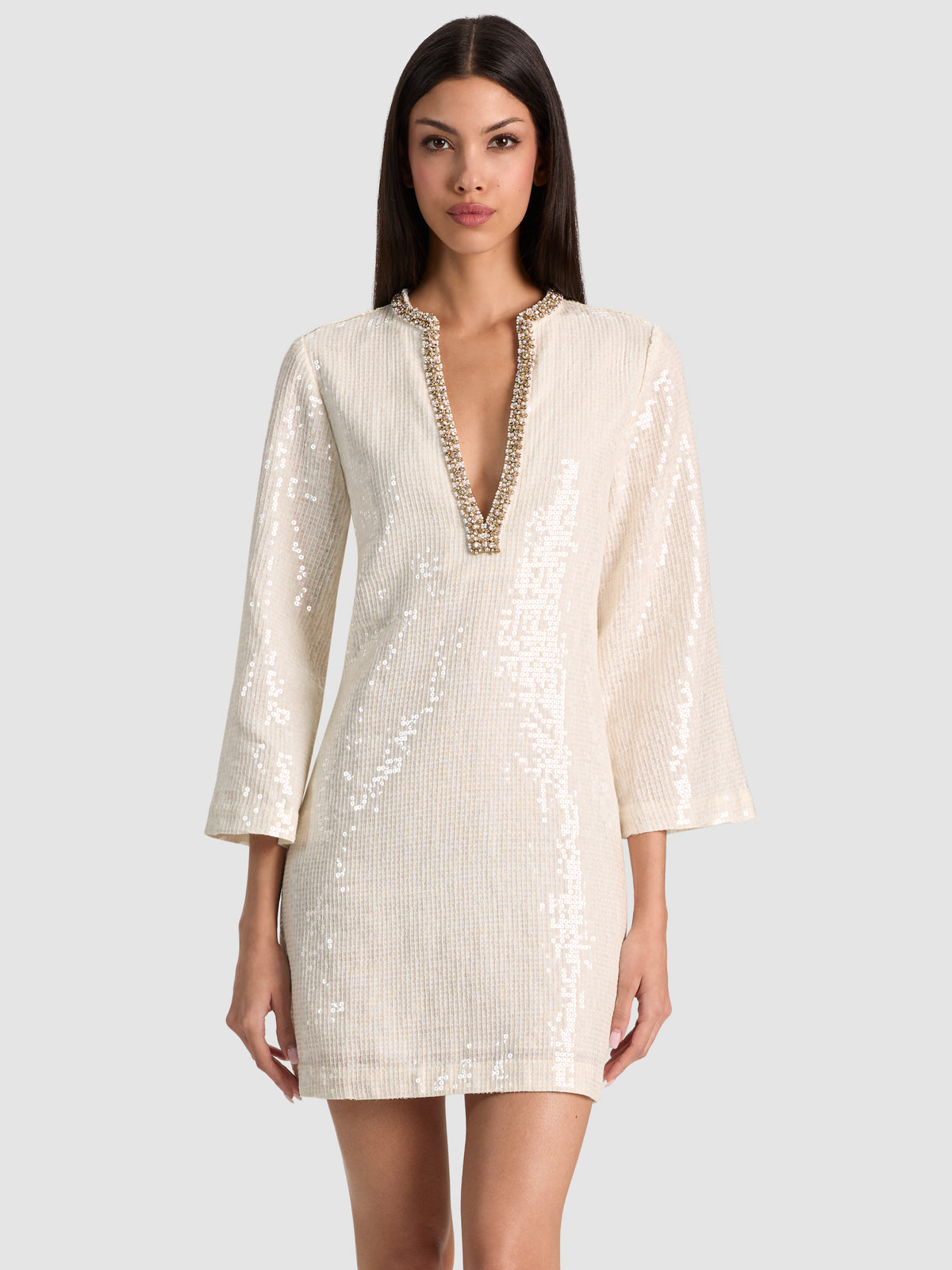 ELEONORA SPLIT NK EMBELL TUNIC DRESS-ALICE + OLIVIA