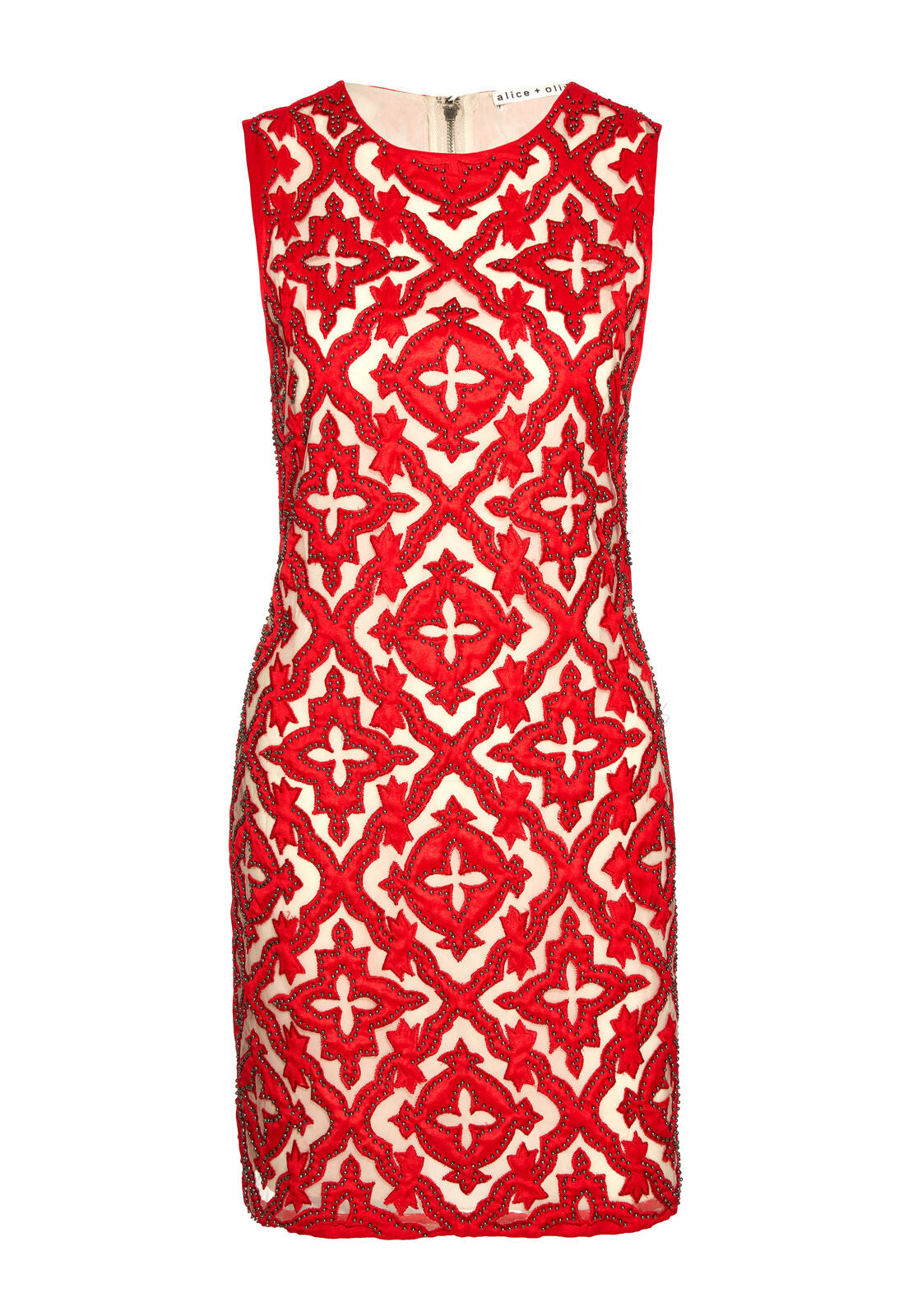 NAT EMBELL MINI FITTED DRESS-ALICE + OLIVIA