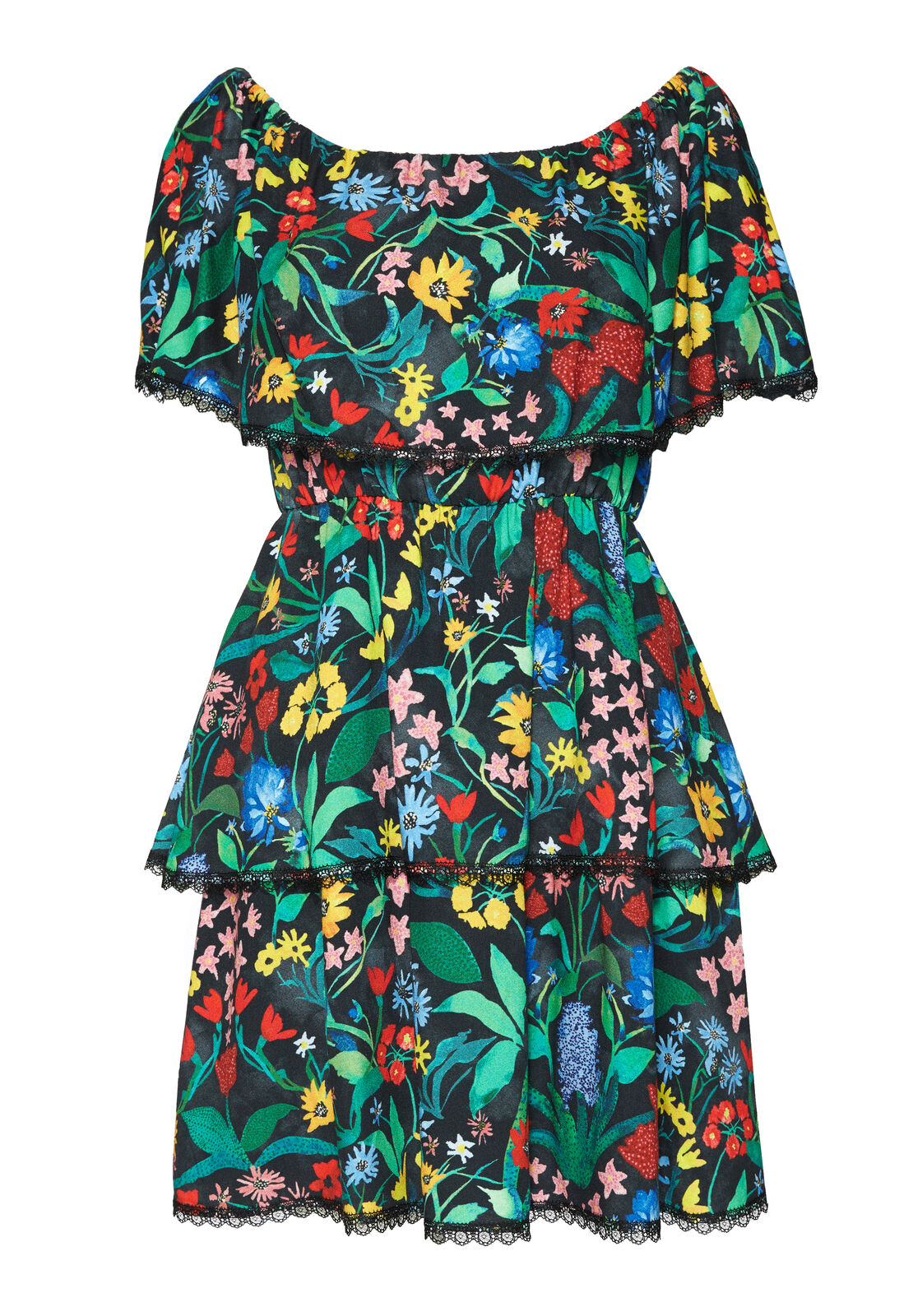 TYLIE OFF SHLDR SHRT RUFFLE DS-ALICE + OLIVIA