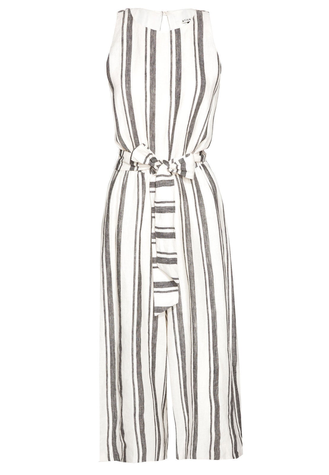 FRANNY GAUCHO JMPST W TIE BLT-WHITE/BLACK-ALICE + OLIVIA