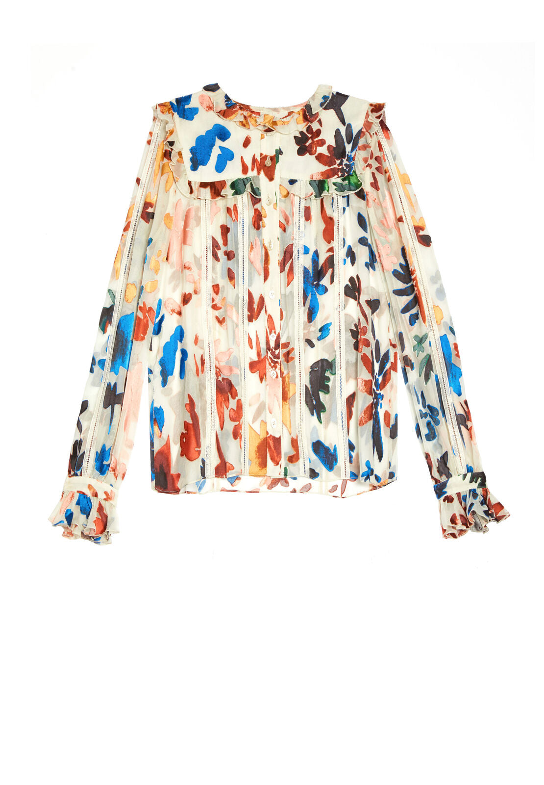 MALINDA RUFFLE TRIM BLOUSE-ALICE + OLIVIA