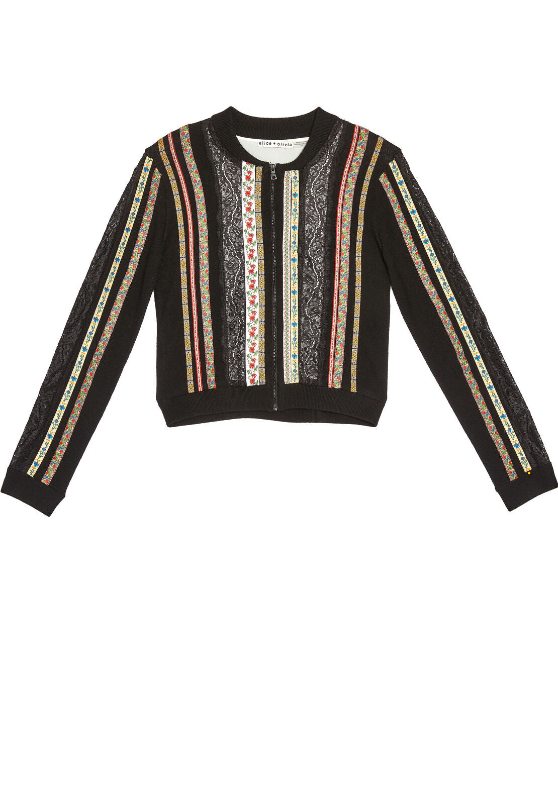 KODY LACE RIBBON ZIP UP CRDGN-ALICE + OLIVIA
