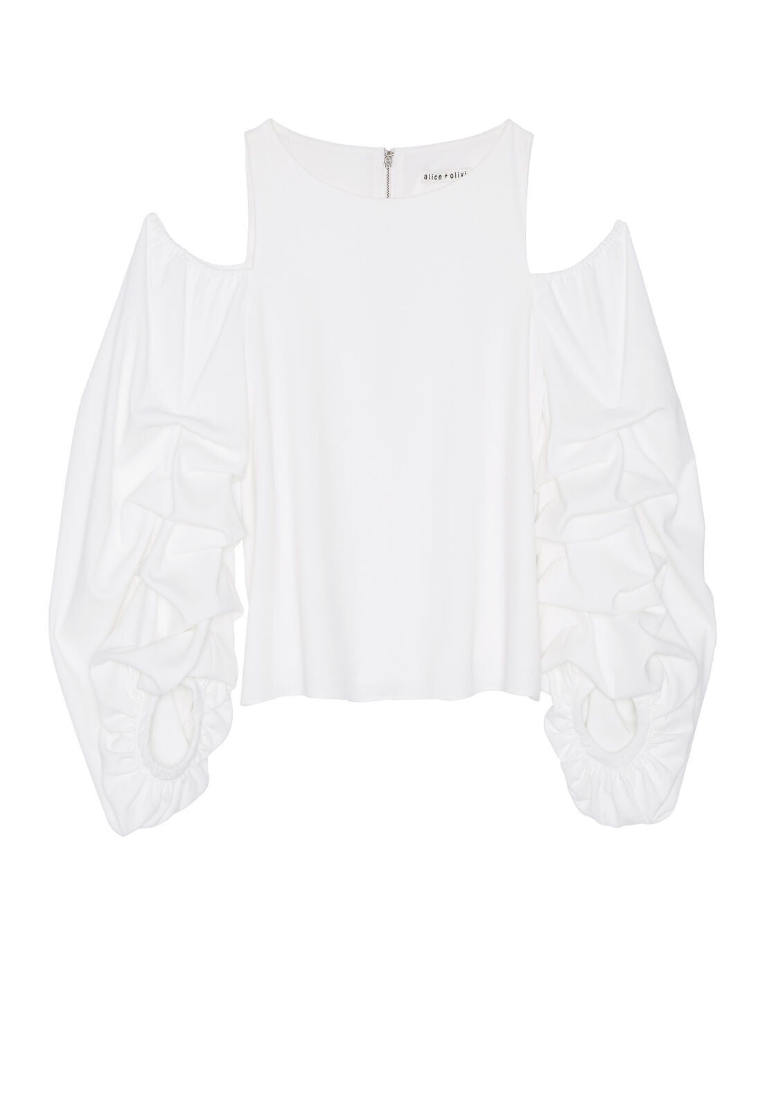 CORDELIA CLD SHLDR RFFL SLV TP-ALICE + OLIVIA