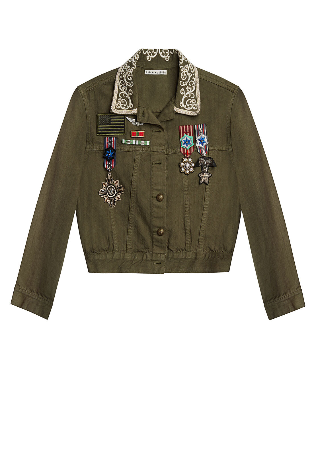 CHLOE EMBR CROPPED JKT W PINS