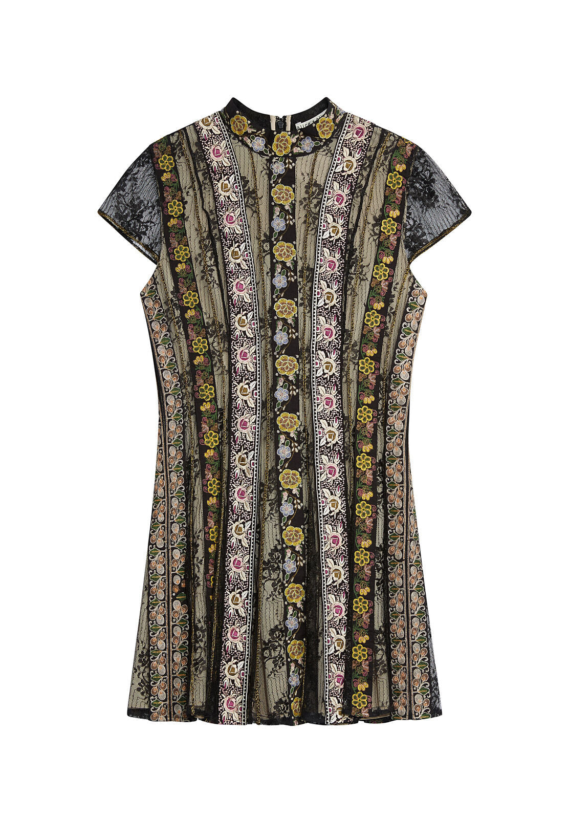 GWYNETH EMBR HGHNK SS FLR DRS-ALICE + OLIVIA
