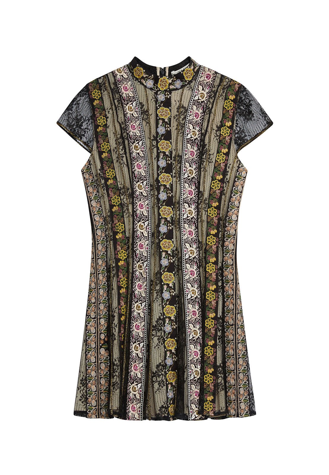 GWYNETH EMBR HGHNK SS FLR DRS-ALICE + OLIVIA
