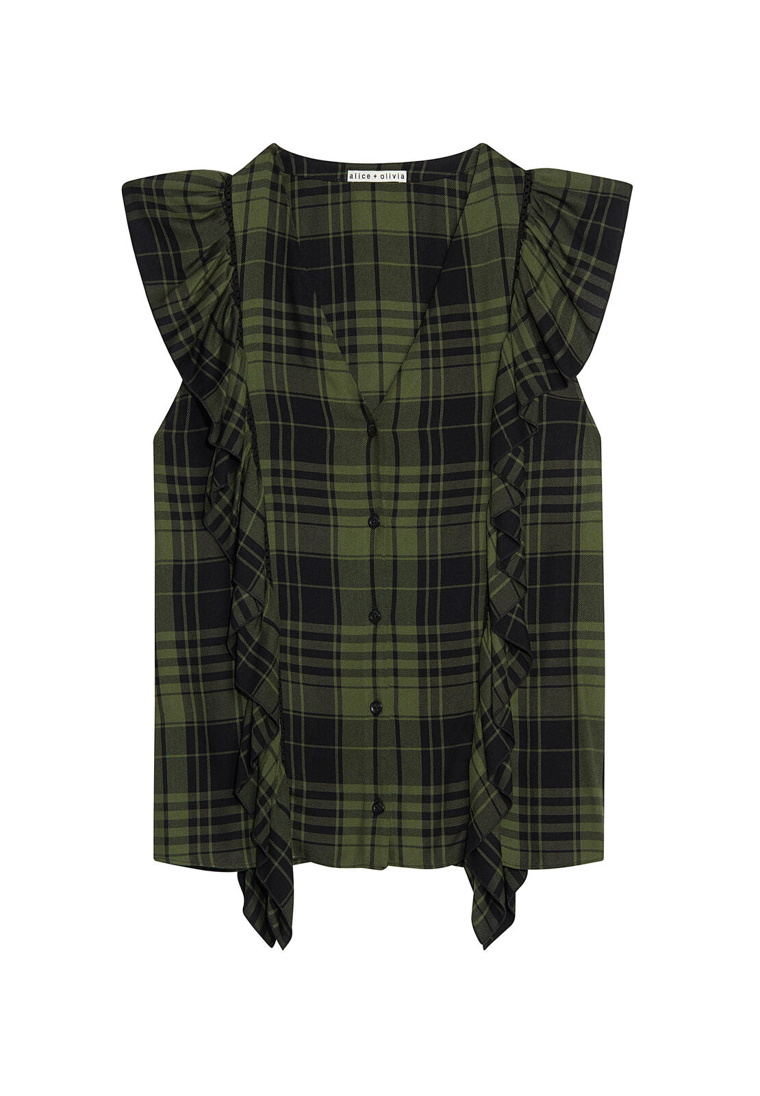 JANET SIDE RUFFLE BLOUSE-ALICE + OLIVIA