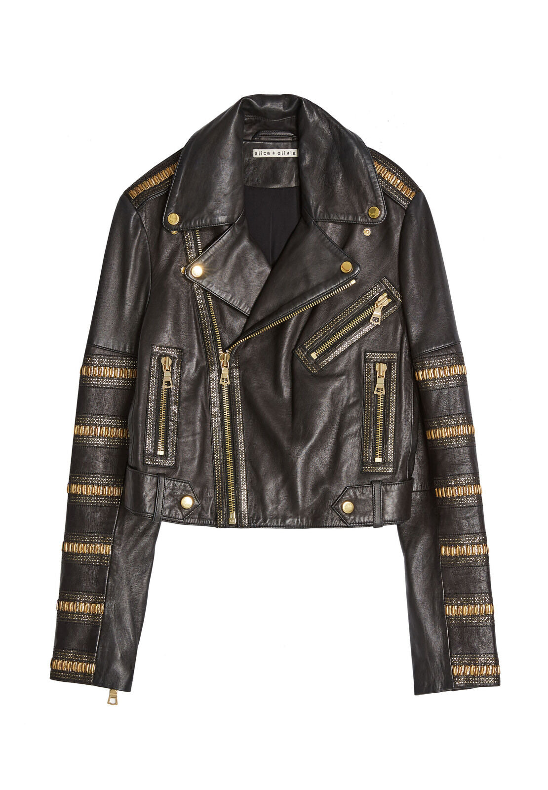CODY EMBELL LTHR CROPPED JKT-ALICE + OLIVIA