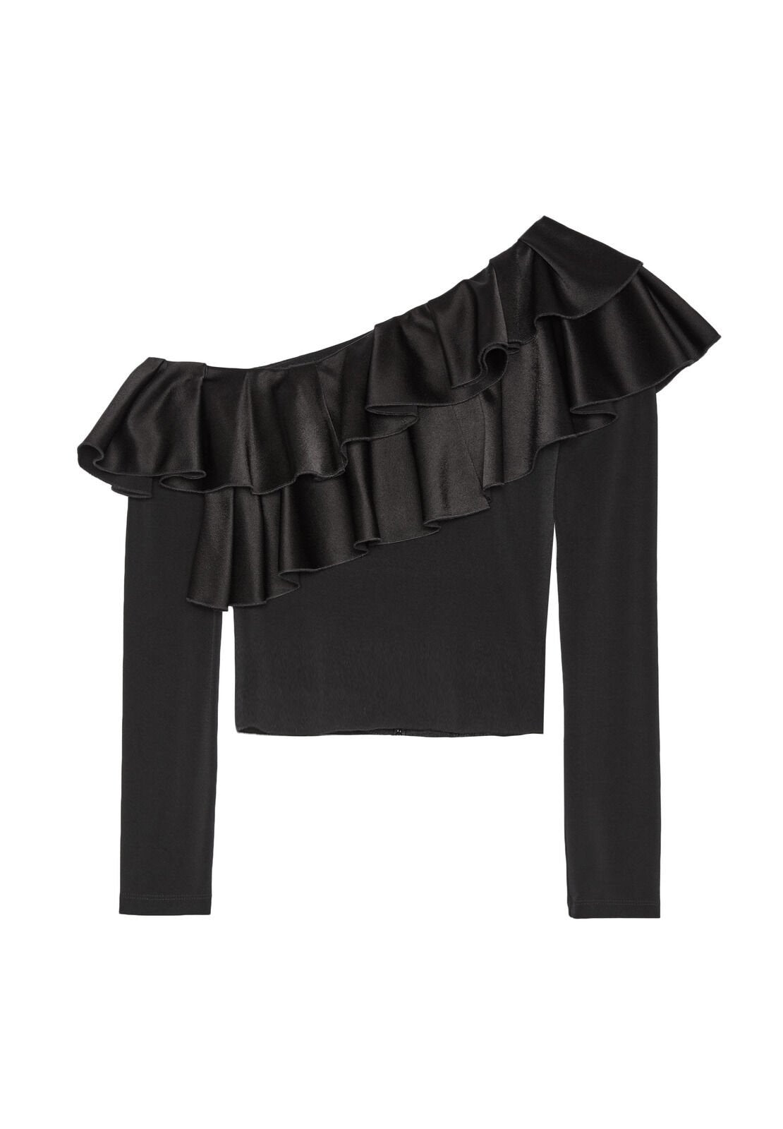 IZZY ONE SHLDR LS RFL CROP TOP