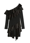 IZZY ONE SHLDR LS RUFFLE DRESS-ALICE + OLIVIA
