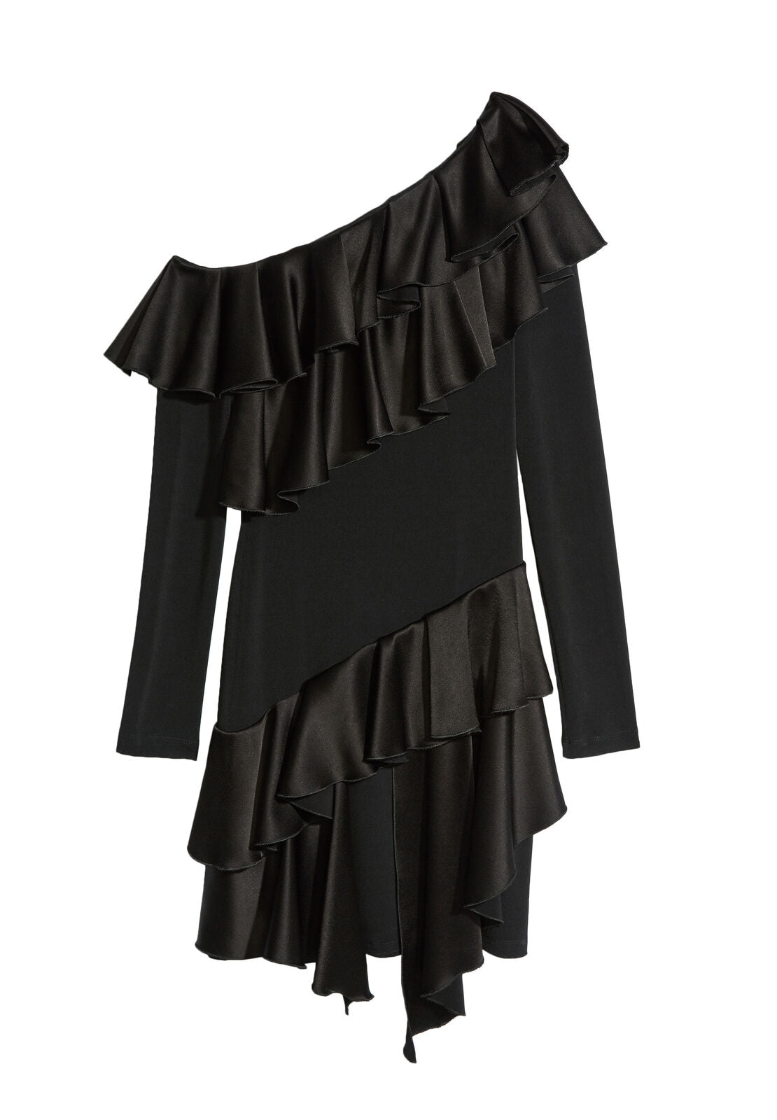 IZZY ONE SHLDR LS RUFFLE DRESS-ALICE + OLIVIA