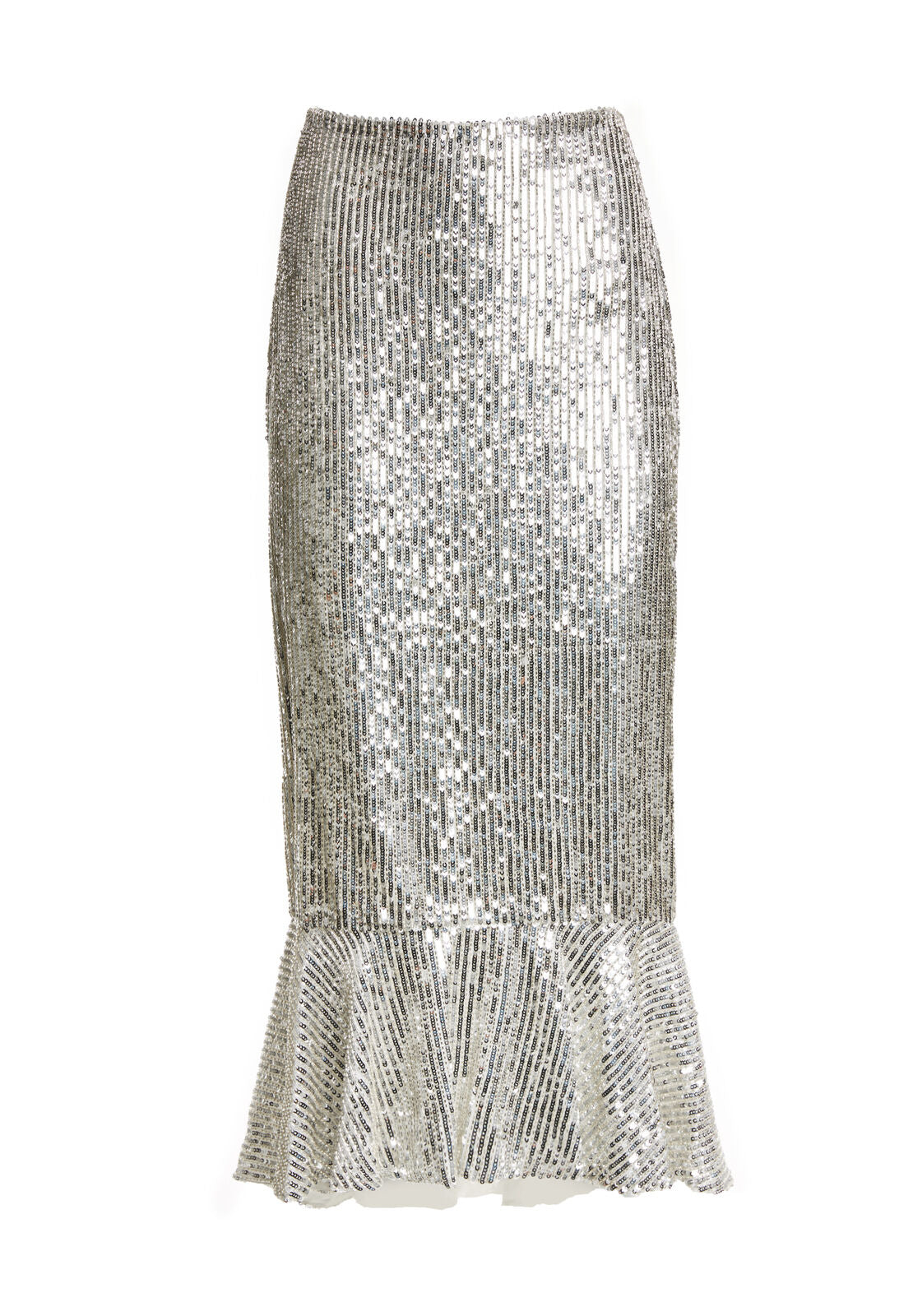 KINA EMB MIDI RFL HEM PNCL SKT-SILVER-ALICE + OLIVIA